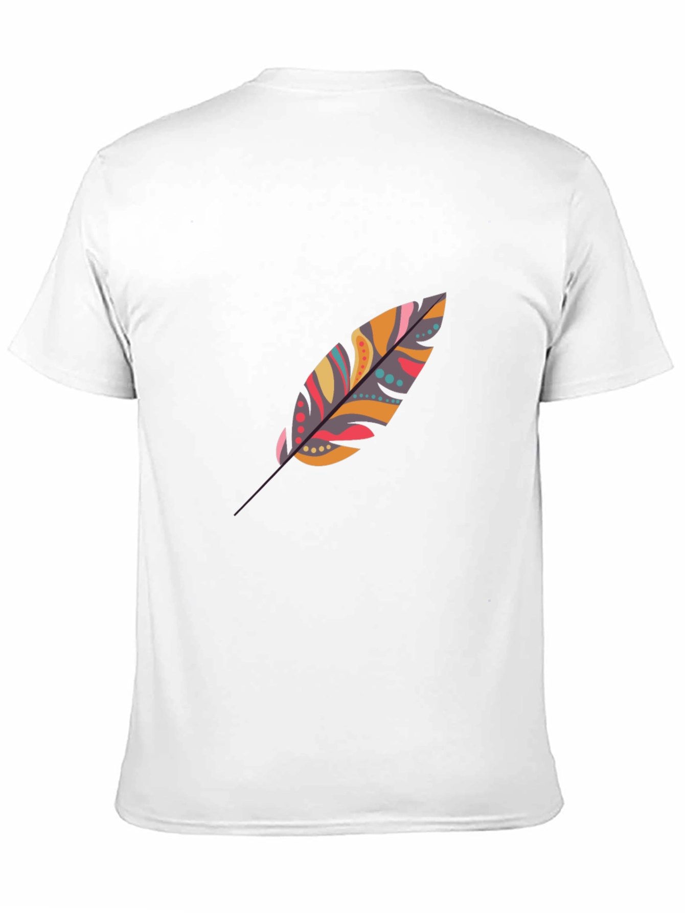 Feather Print Black Casual T-Shirt
