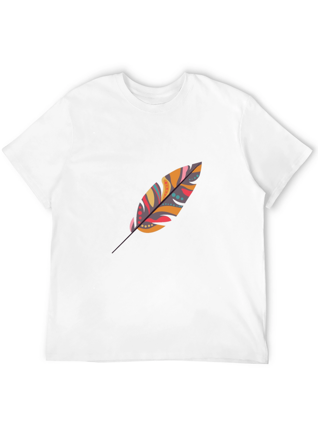 Feather Print Black Casual T-Shirt