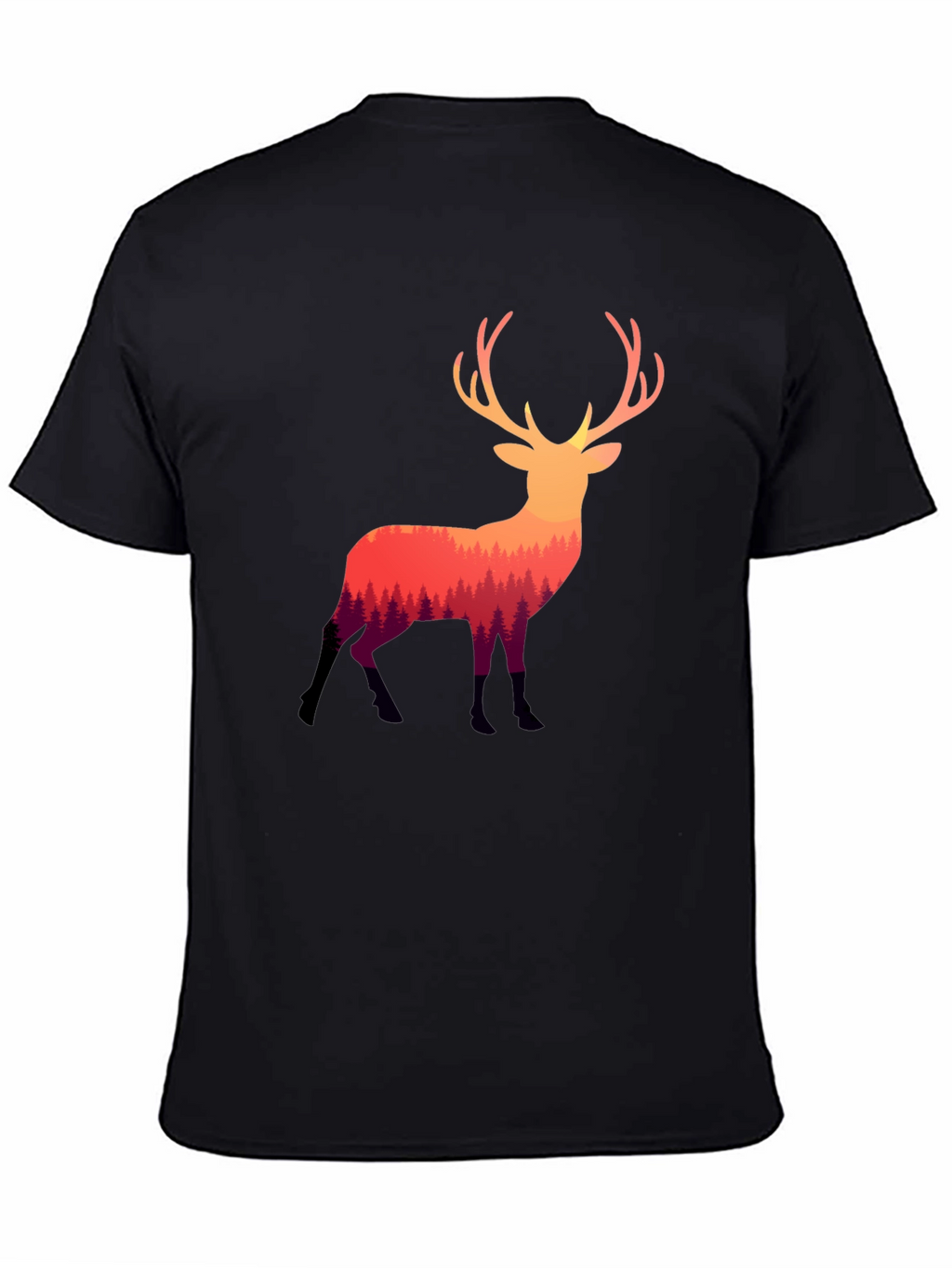 Nature Deer Graphic Tee - Stylish Mens Black T-Shirt