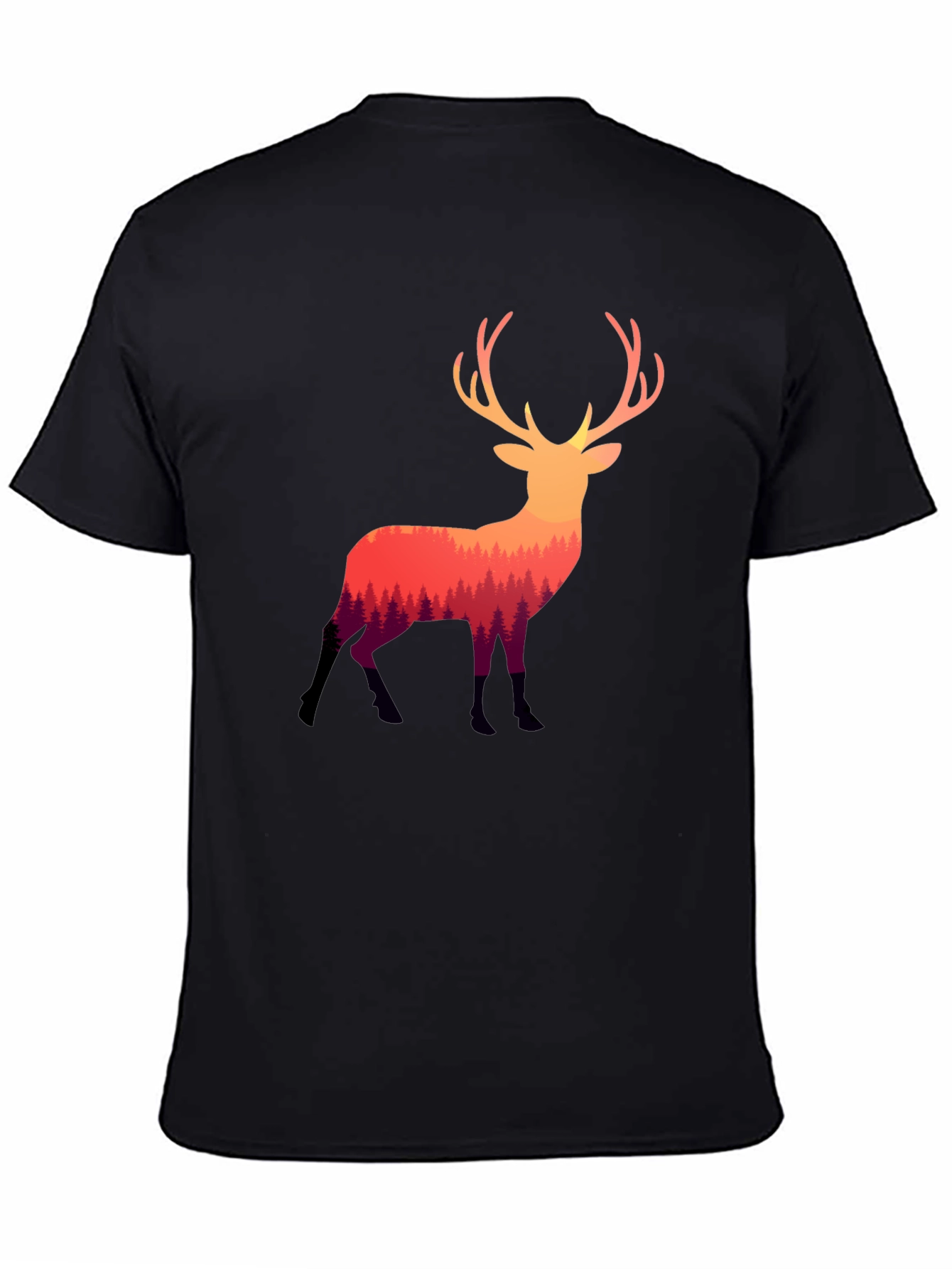 Nature Deer Graphic Tee - Stylish Mens Black T-Shirt