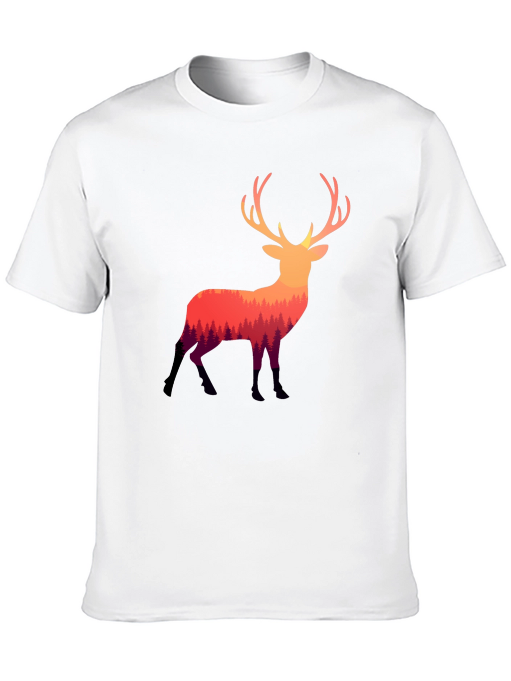 Nature Deer Graphic Tee - Stylish Mens Black T-Shirt