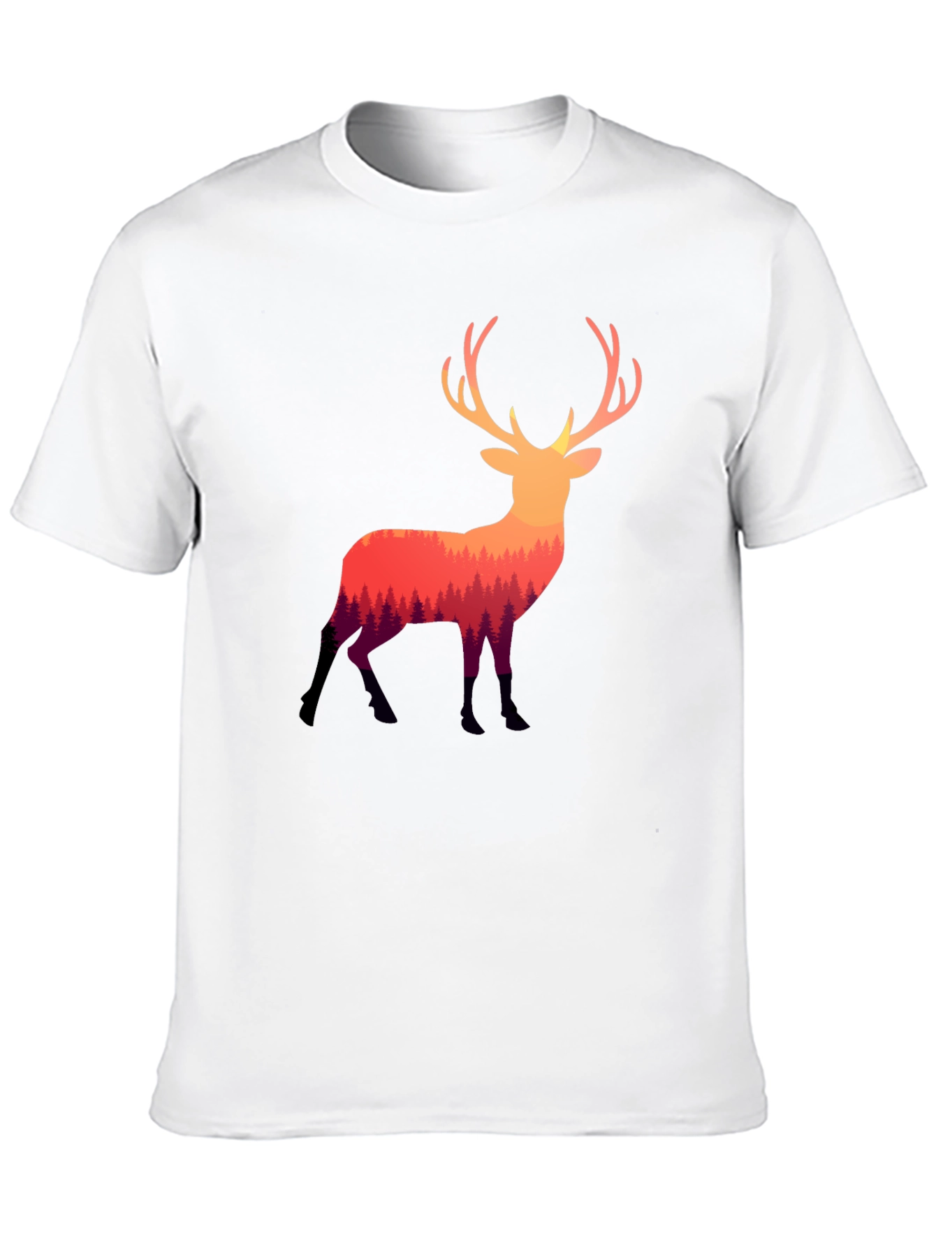 Nature Deer Graphic Tee - Stylish Mens Black T-Shirt