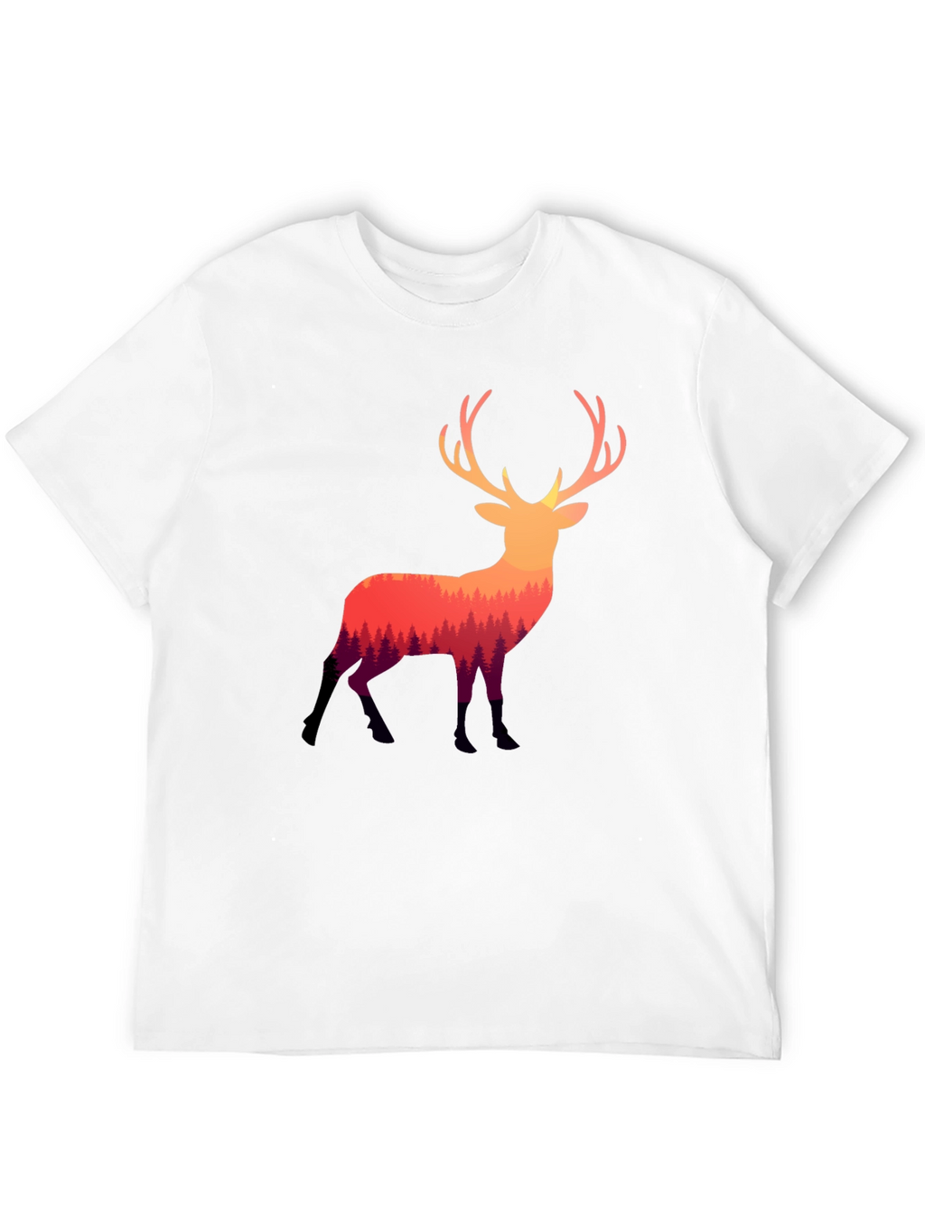 Nature Deer Graphic Tee - Stylish Mens Black T-Shirt