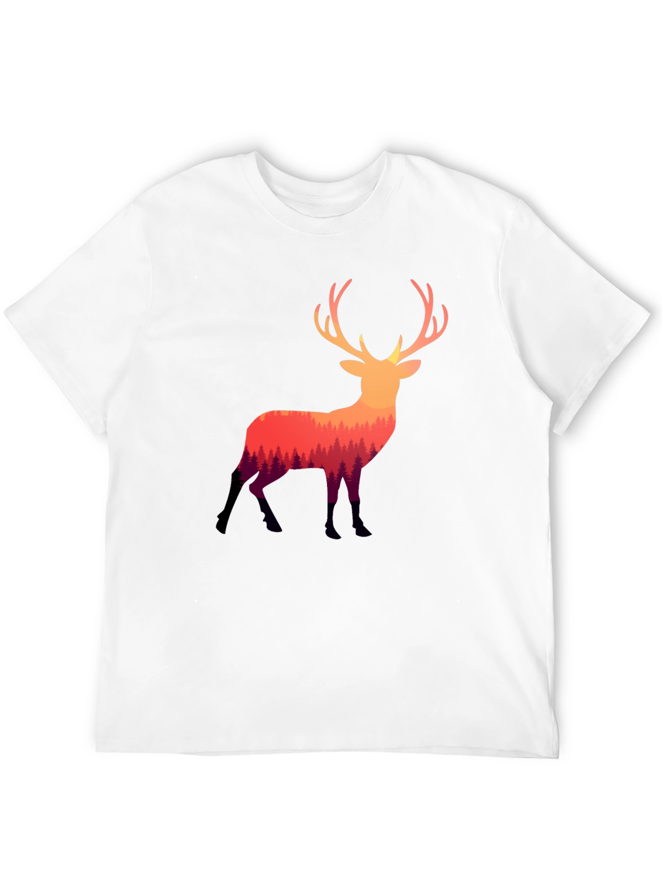 Nature Deer Graphic Tee - Stylish Mens Black T-Shirt