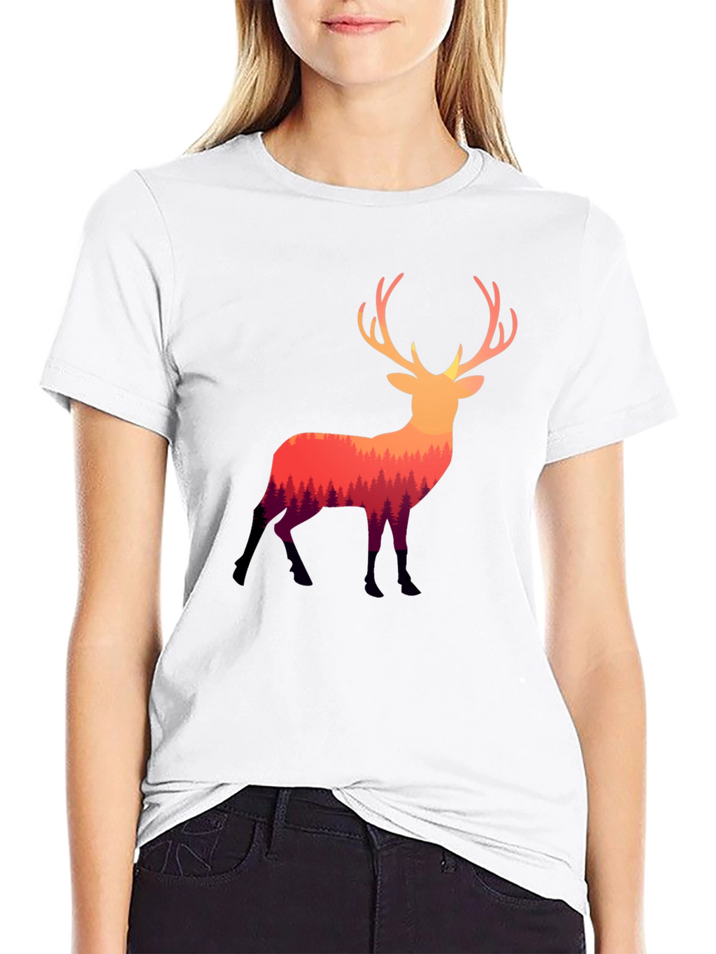 Nature Deer Graphic Tee - Stylish Mens Black T-Shirt