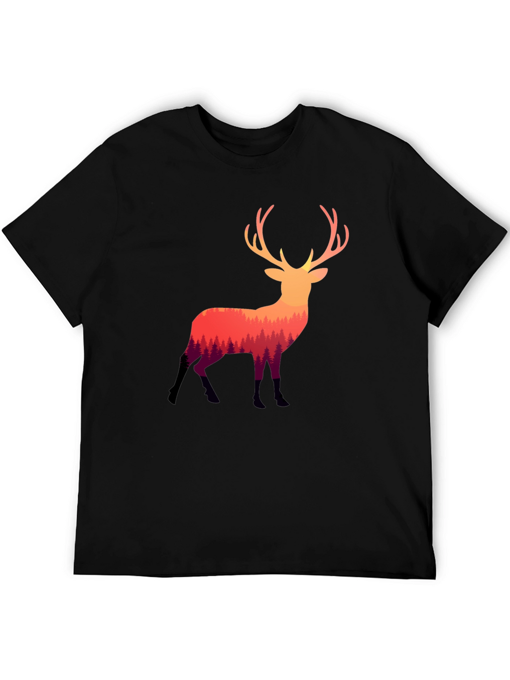 Nature Deer Graphic Tee - Stylish Mens Black T-Shirt