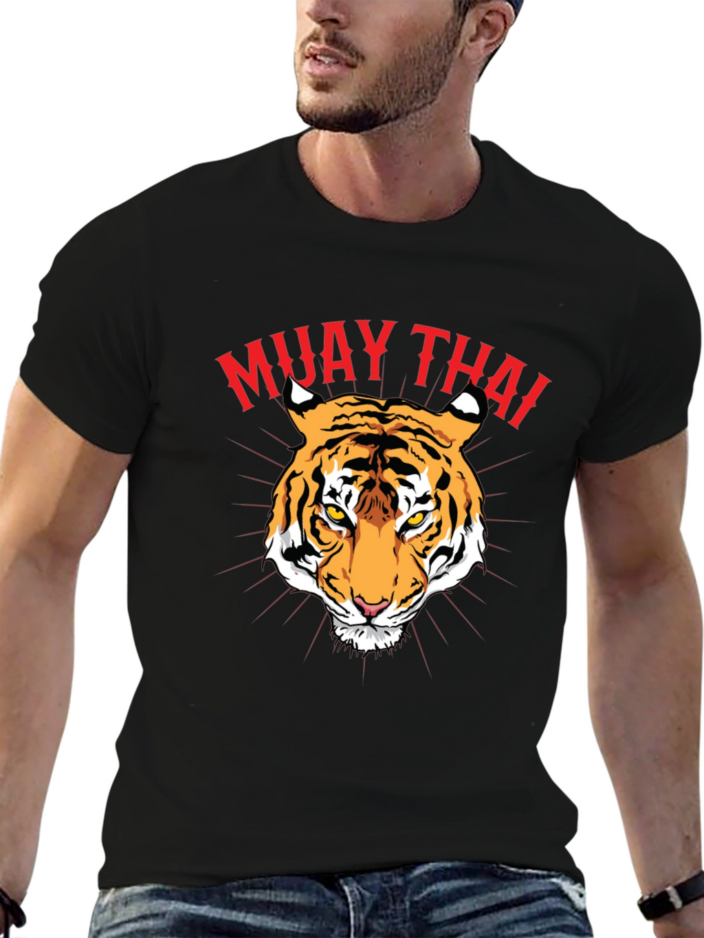 Muay Thai Tiger Graphic Tee - Black