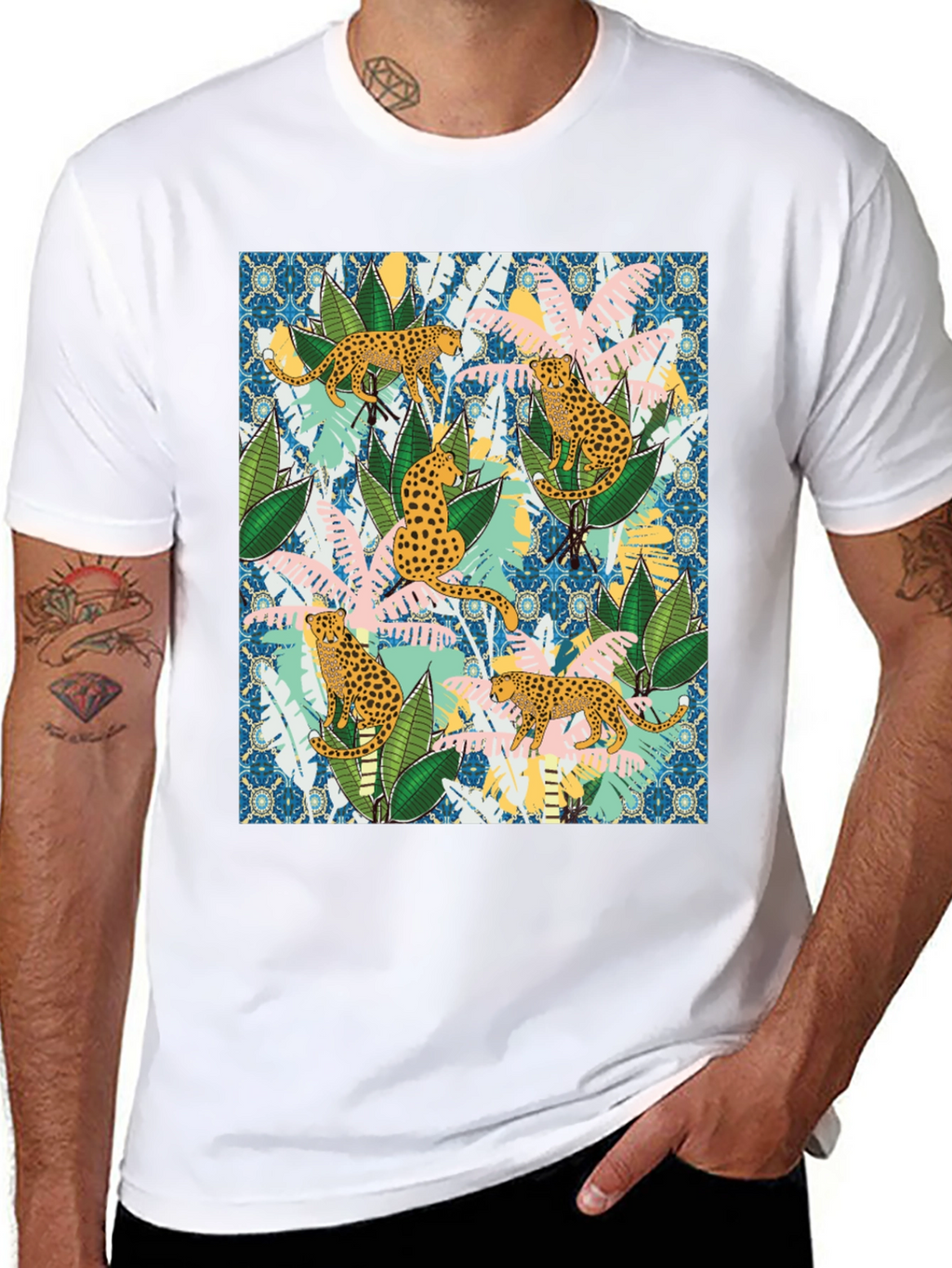 Jungle Leopard Print Mens T-Shirt