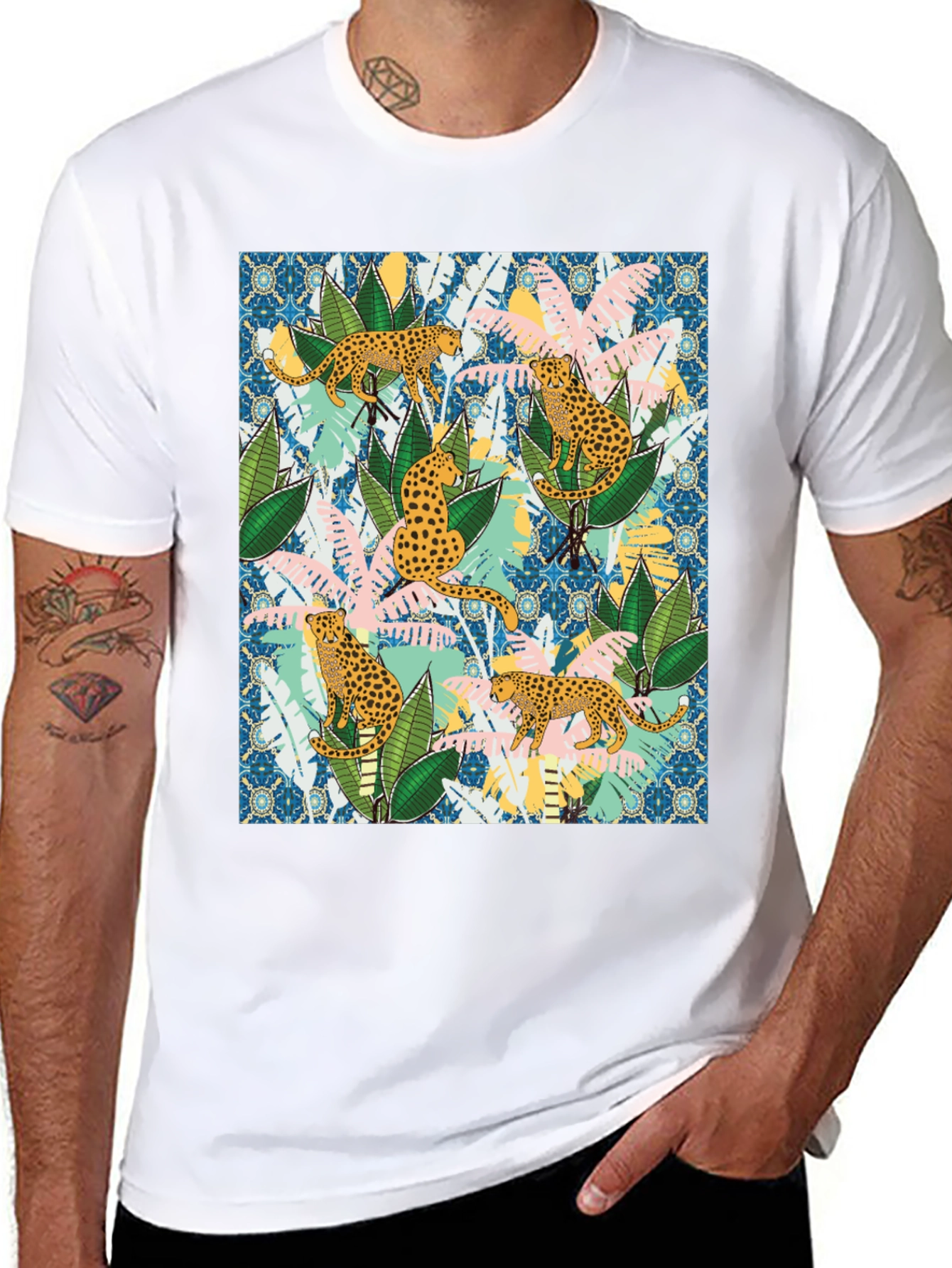 Jungle Leopard Print Mens T-Shirt