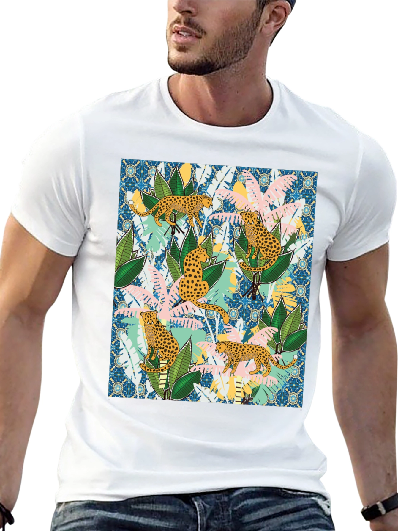 Jungle Leopard Print Mens T-Shirt