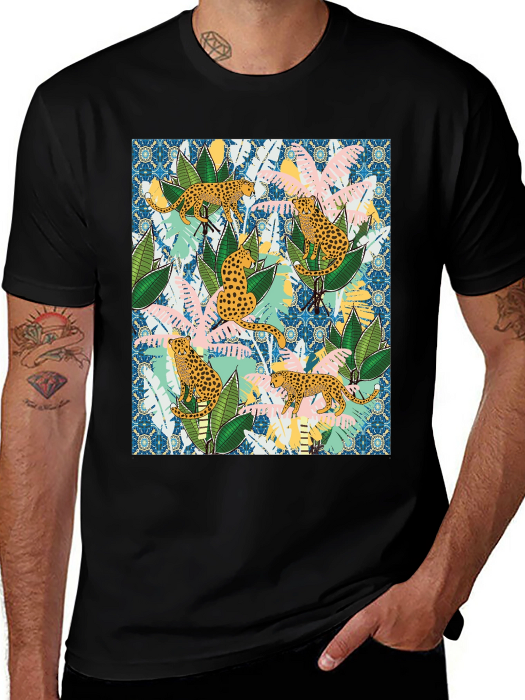 Jungle Leopard Print Mens T-Shirt