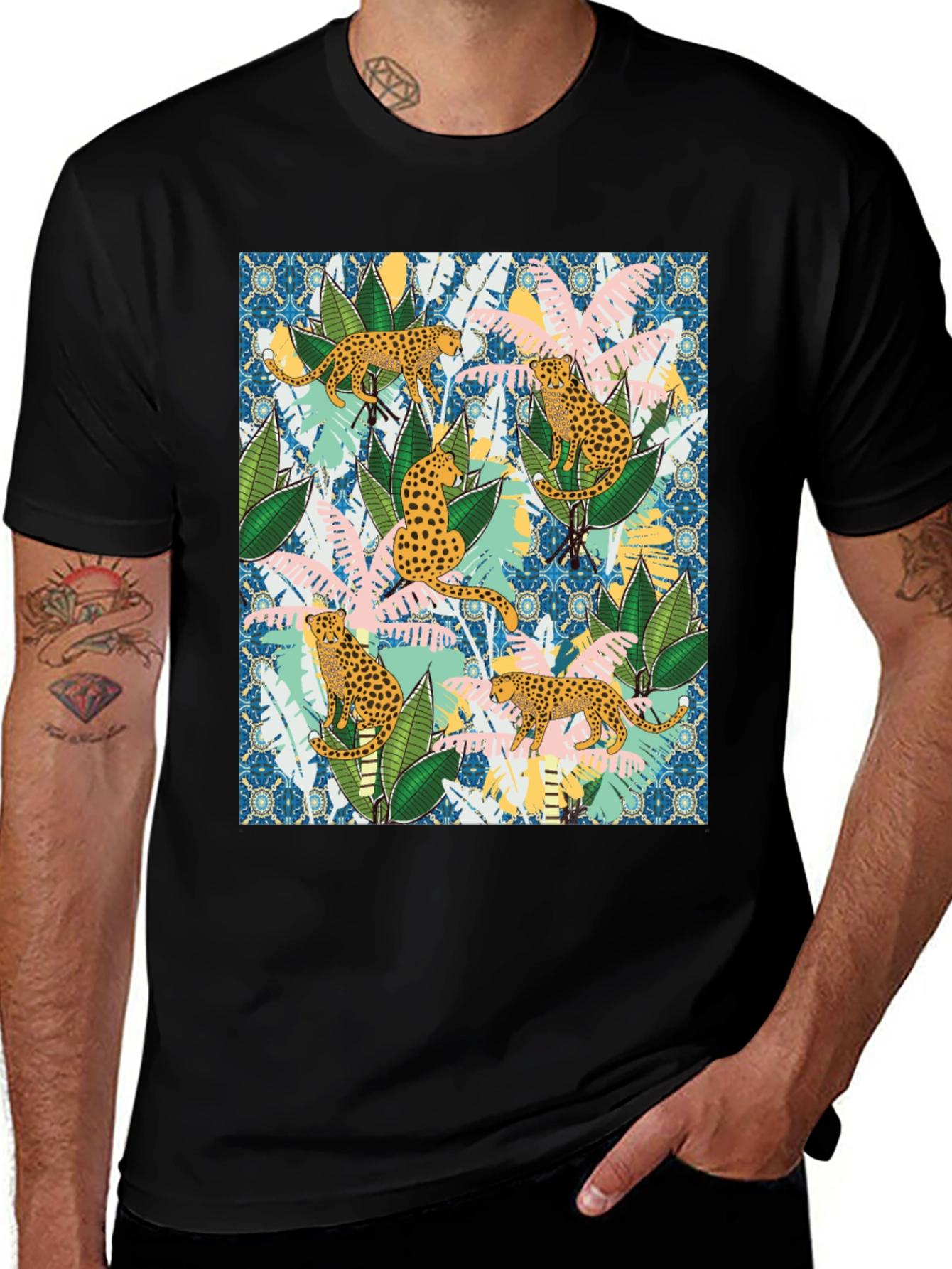 Jungle Leopard Print Mens T-Shirt