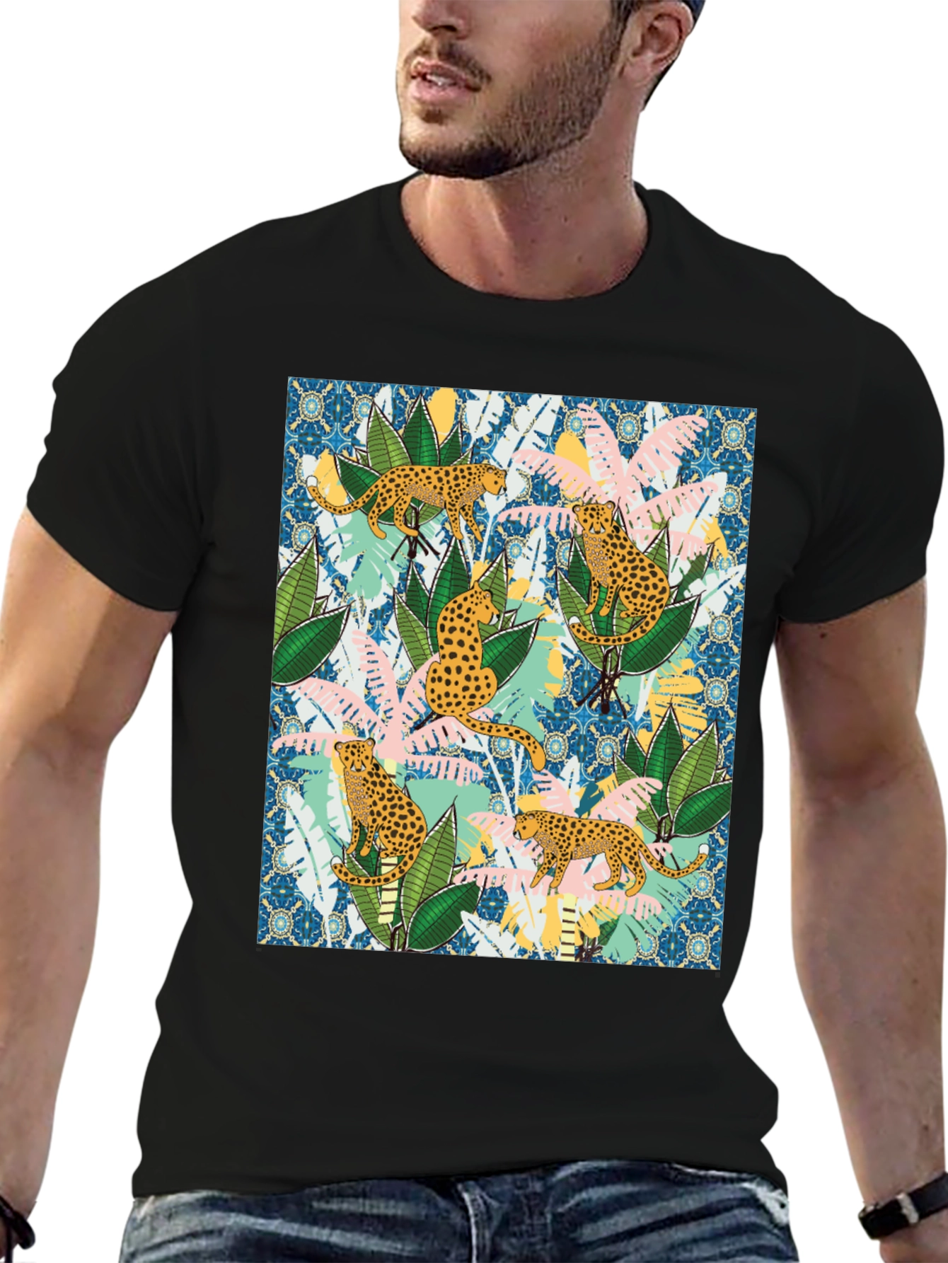 Jungle Leopard Print Mens T-Shirt