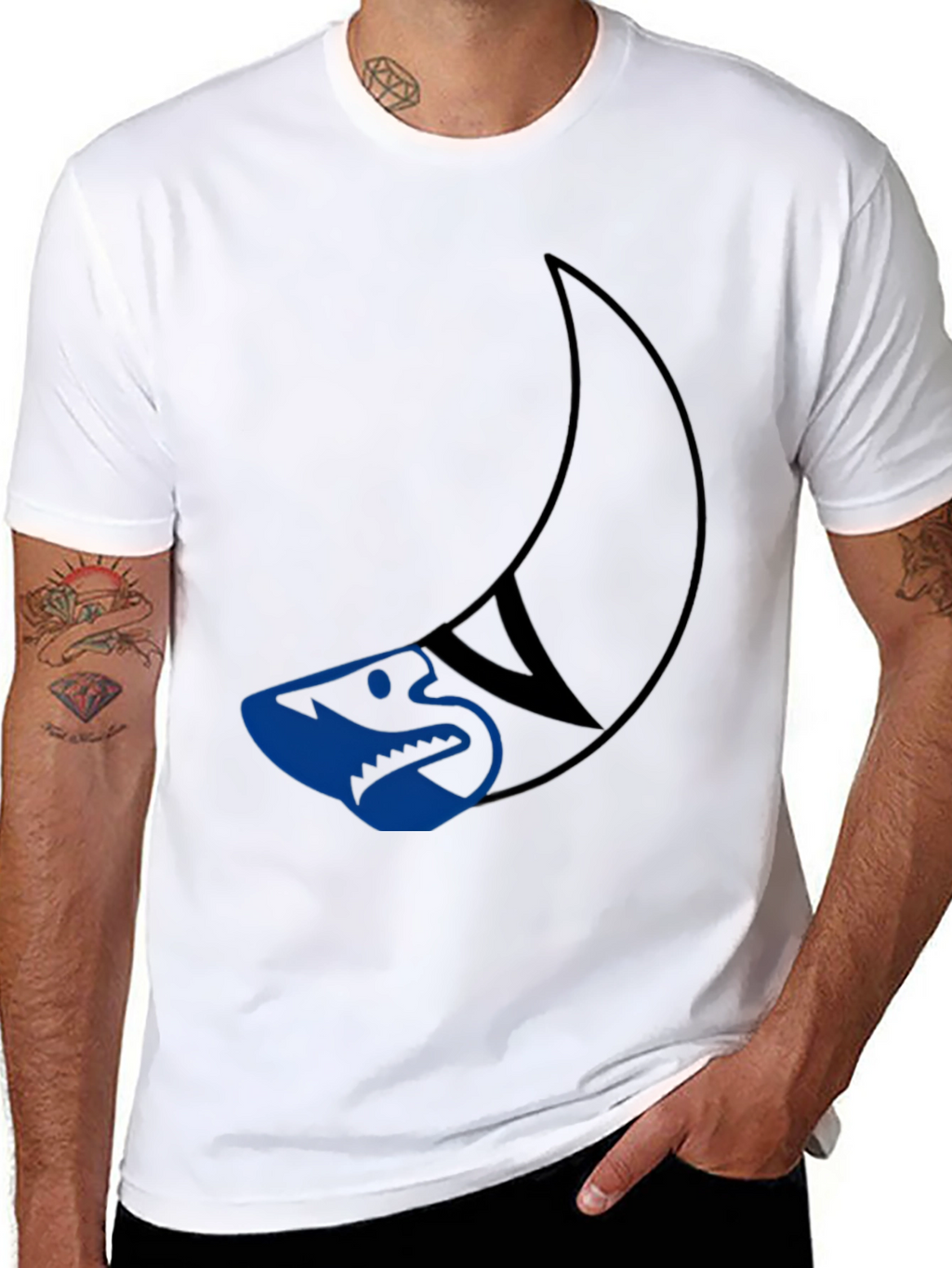 Cool Shark Graphic Tee - Black Cotton T-Shirt