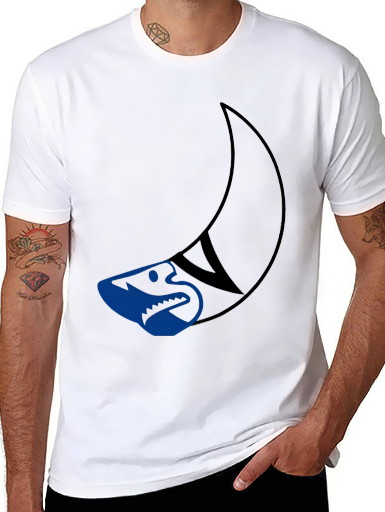Cool Shark Graphic Tee - Black Cotton T-Shirt