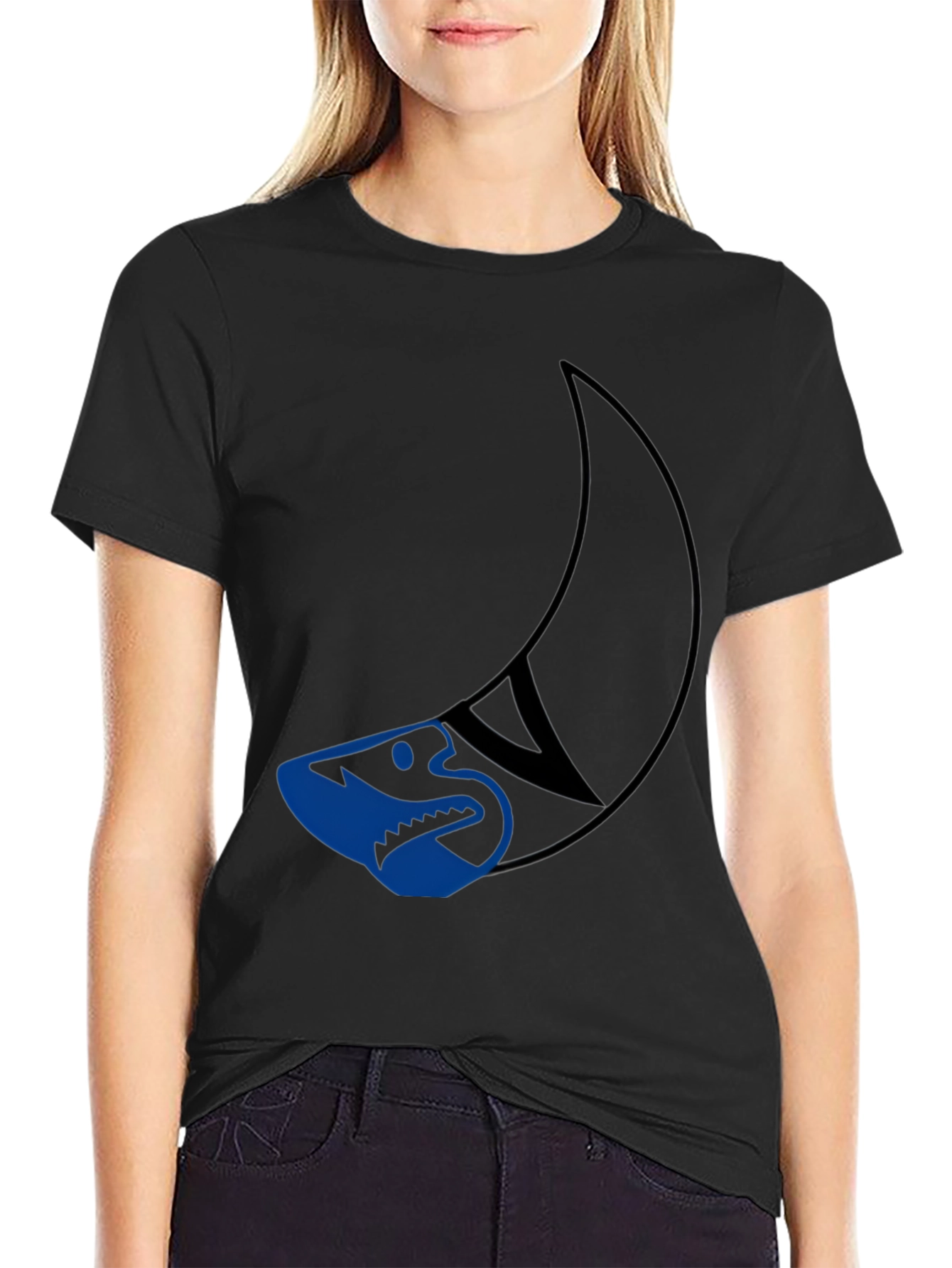 Cool Shark Graphic Tee - Black Cotton T-Shirt