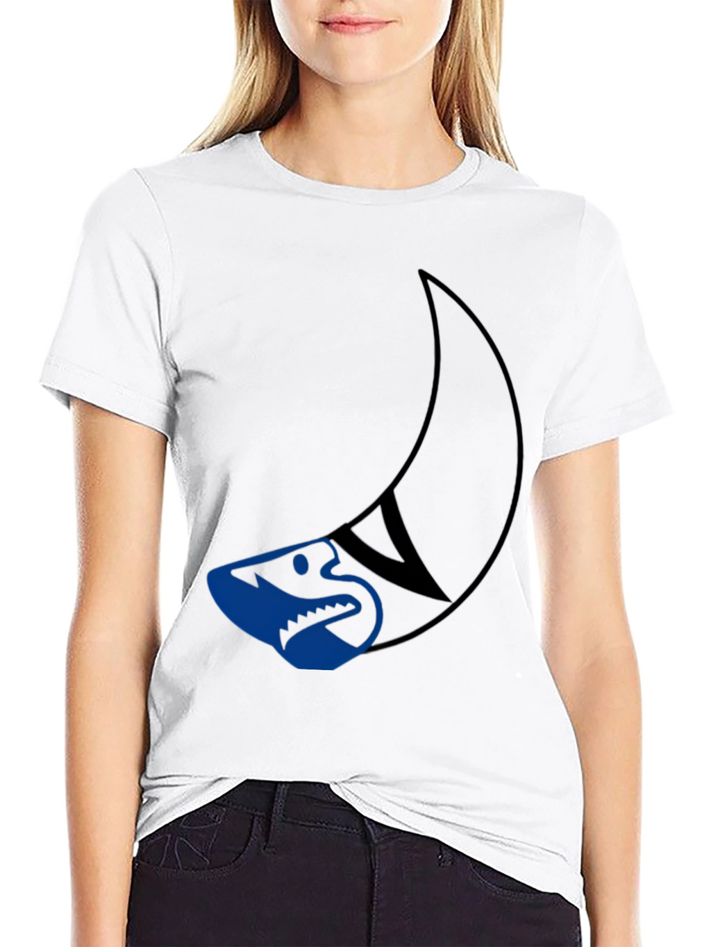 Cool Shark Graphic Tee - Black Cotton T-Shirt