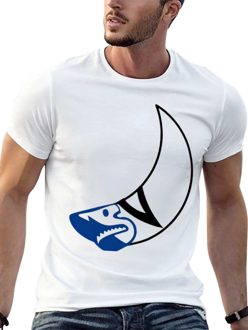 Cool Shark Graphic Tee - Black Cotton T-Shirt