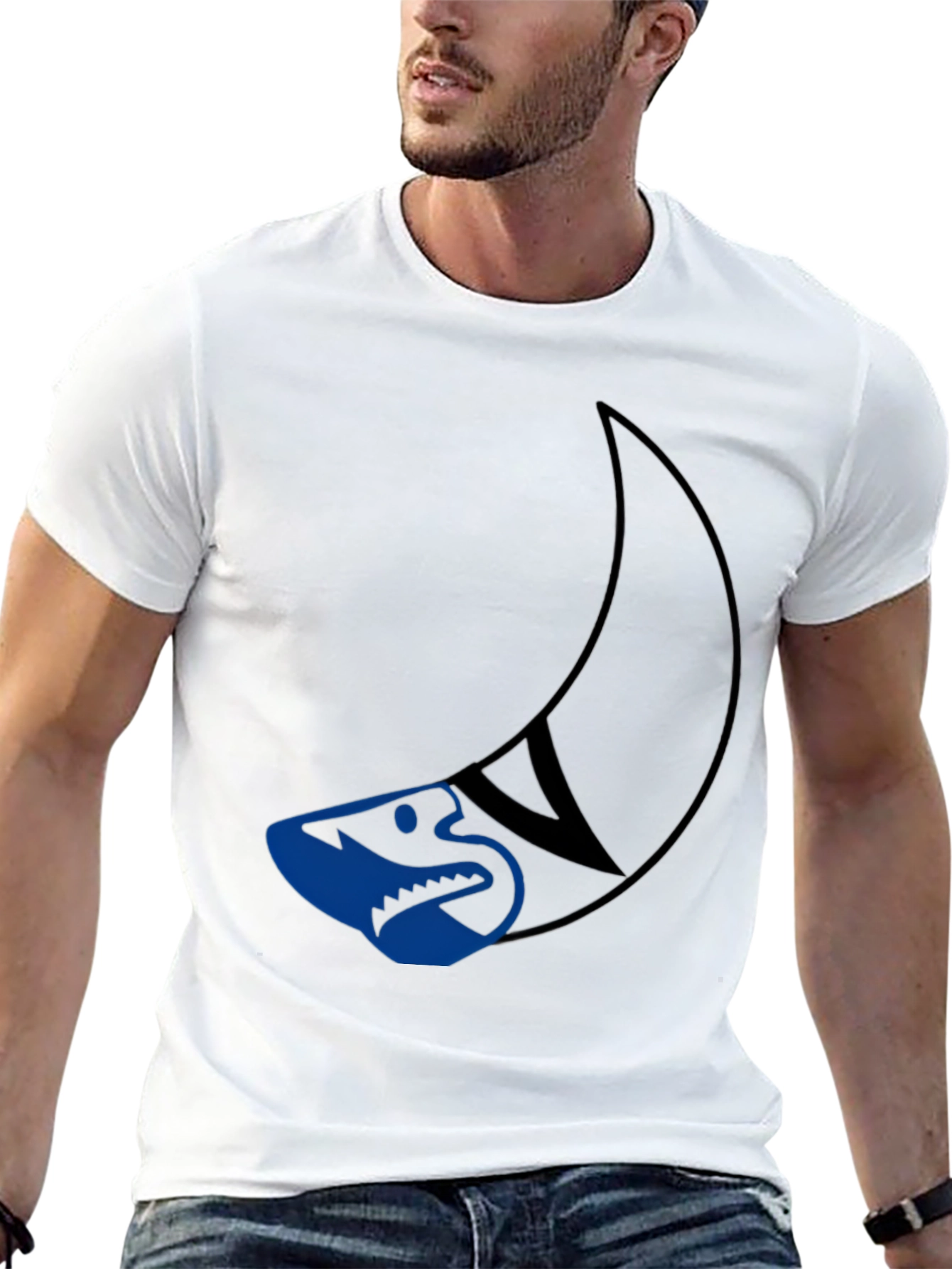 Cool Shark Graphic Tee - Black Cotton T-Shirt