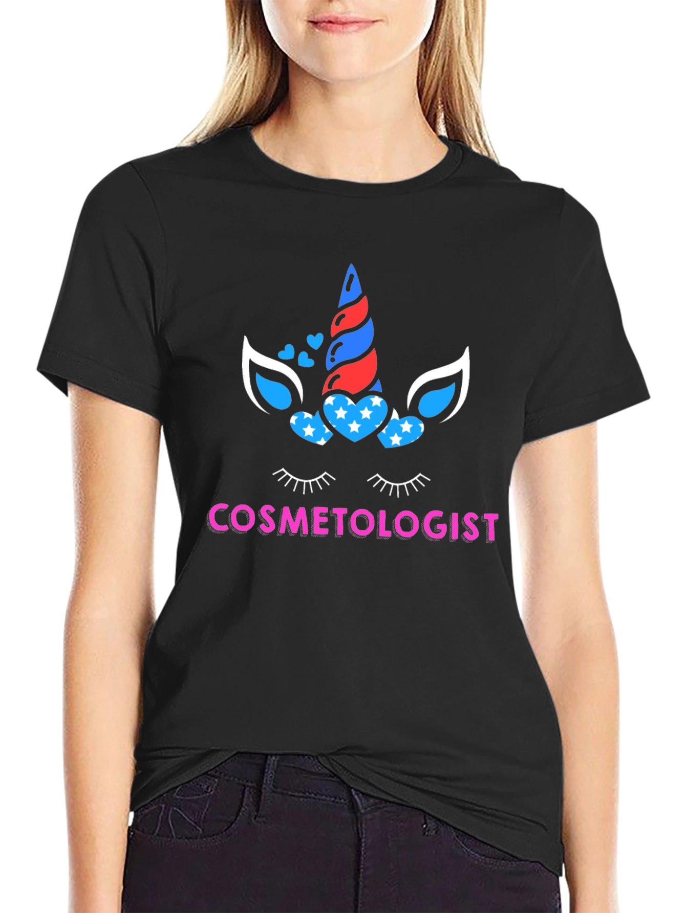 Cosmetologist Patriotic Unicorn T-Shirt