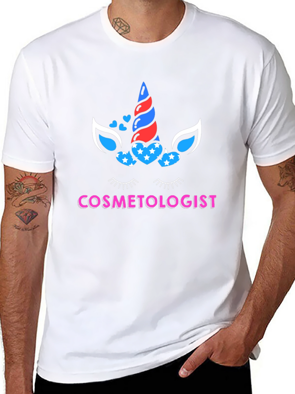 Cosmetologist Patriotic Unicorn T-Shirt