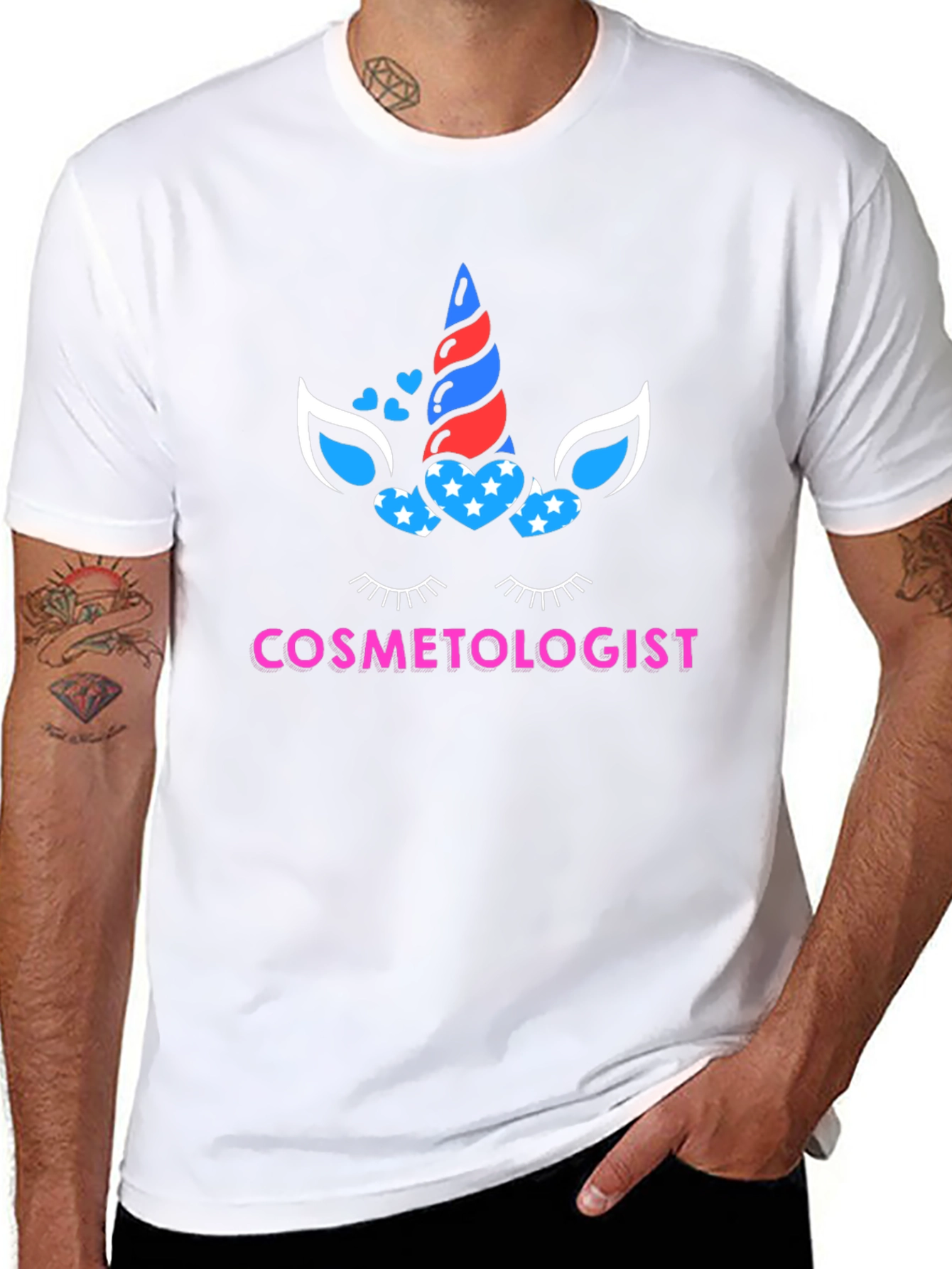 Cosmetologist Patriotic Unicorn T-Shirt