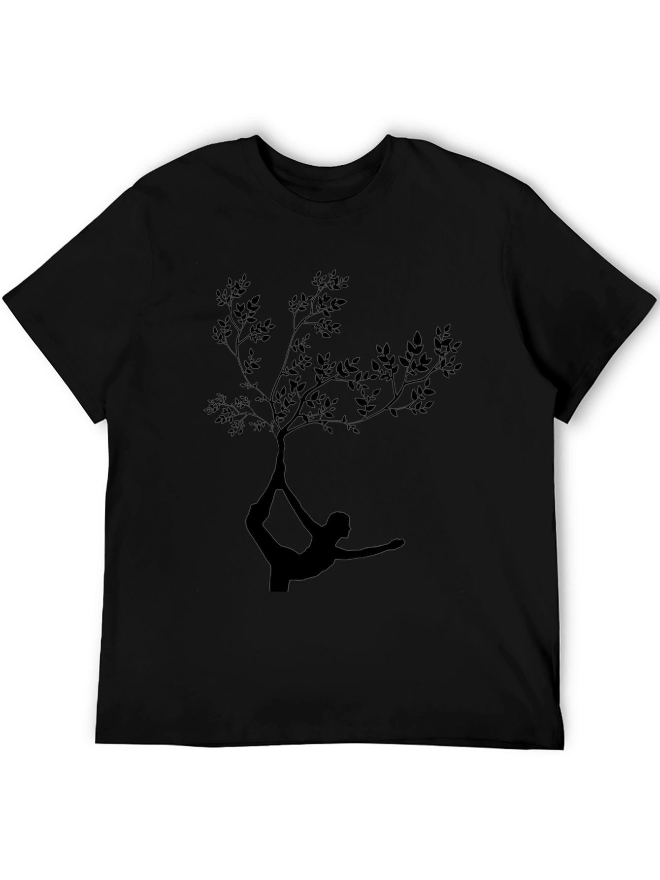 Yoga Tree Pose T-Shirt - Black Cotton Tee