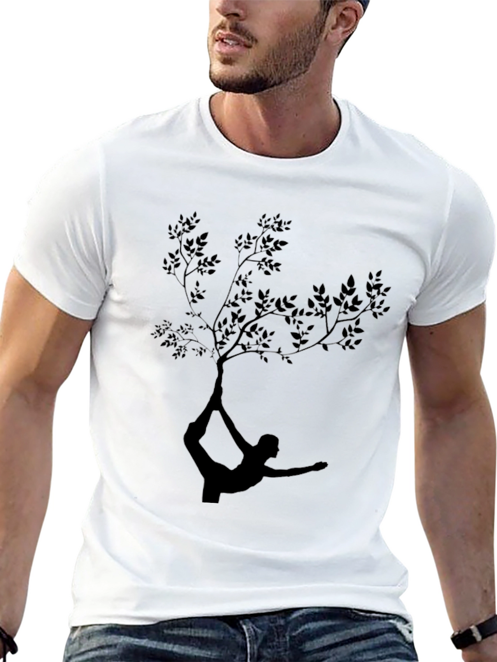 Yoga Tree Pose T-Shirt - Black Cotton Tee
