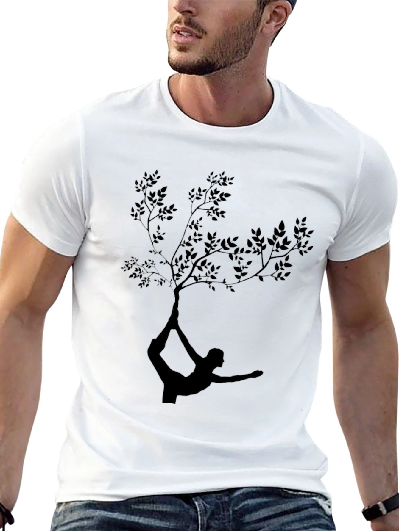 Yoga Tree Pose T-Shirt - Black Cotton Tee