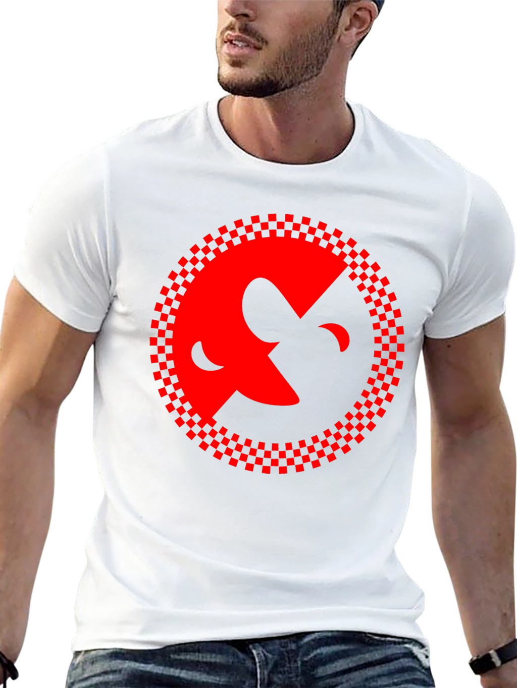 Abstract Face Graphic Black Tee