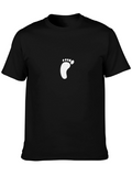 Black T-Shirt with Footprint Design