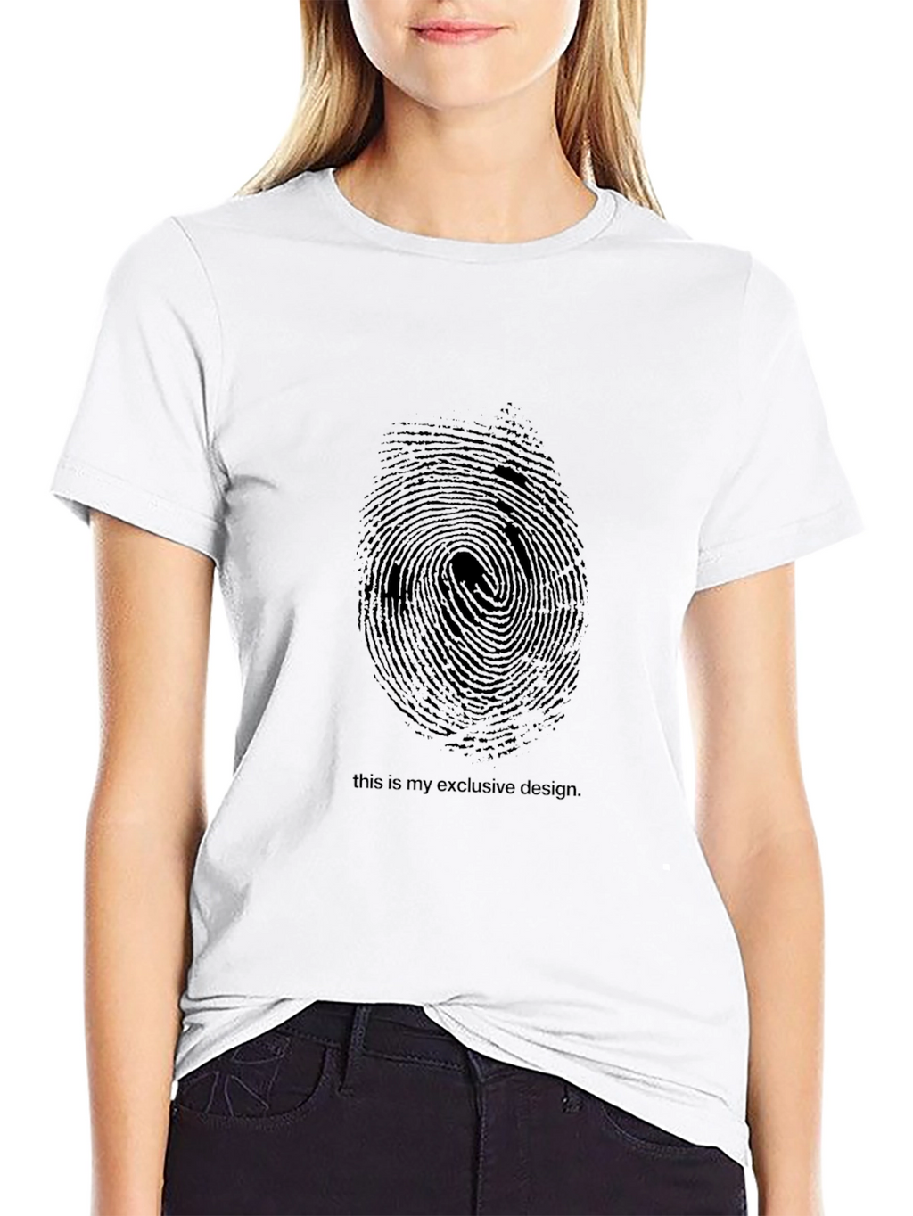 Exclusive Fingerprint Design Black T-Shirt