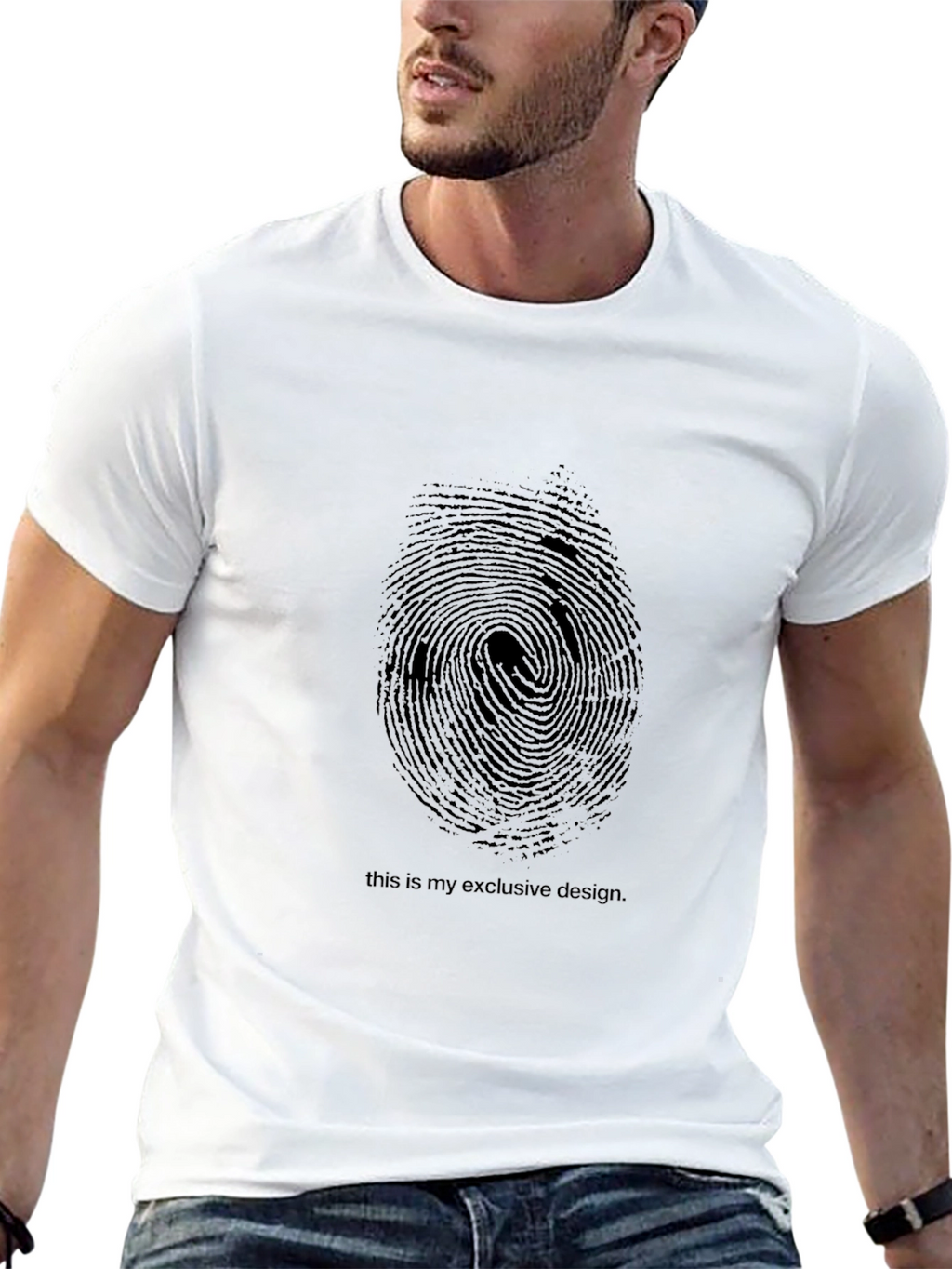 Exclusive Fingerprint Design Black T-Shirt