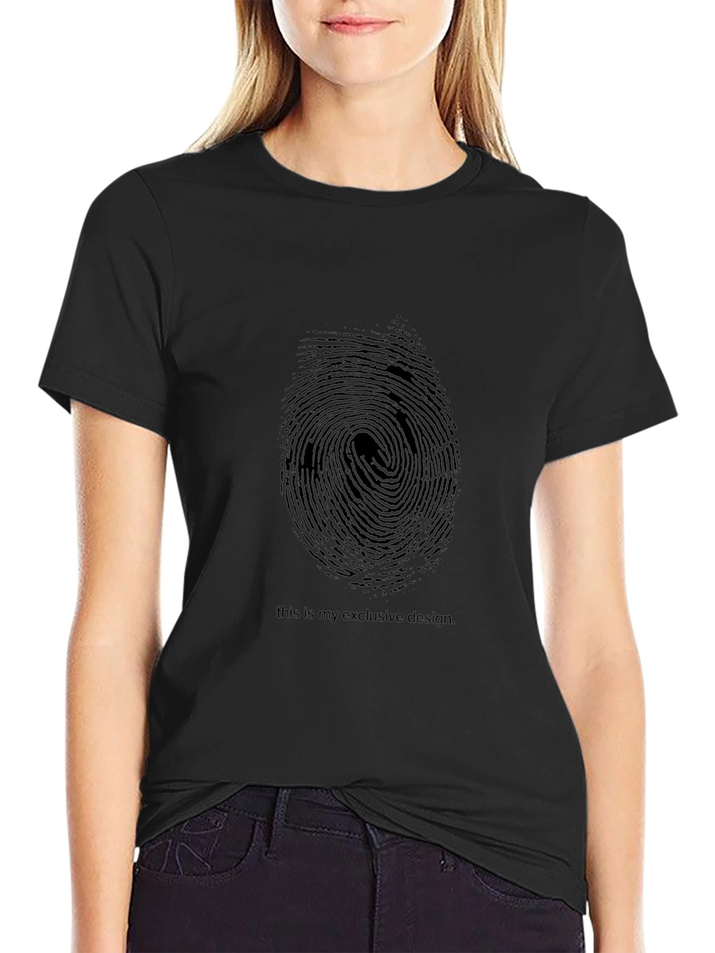 Exclusive Fingerprint Design Black T-Shirt