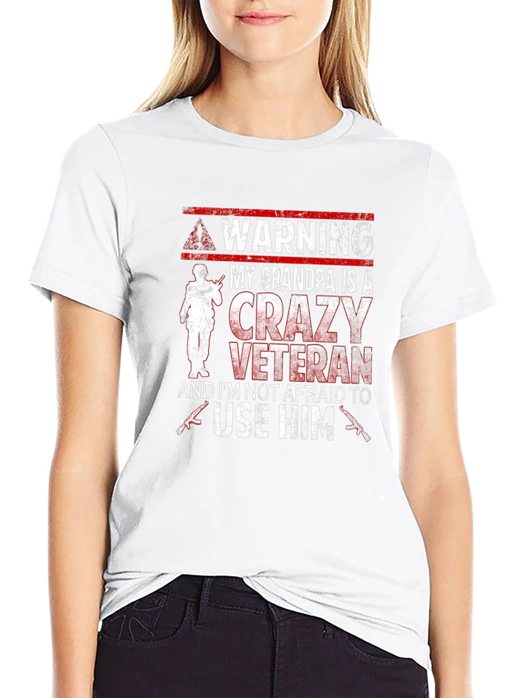 Warning Crazy Veteran Grandpa T-Shirt