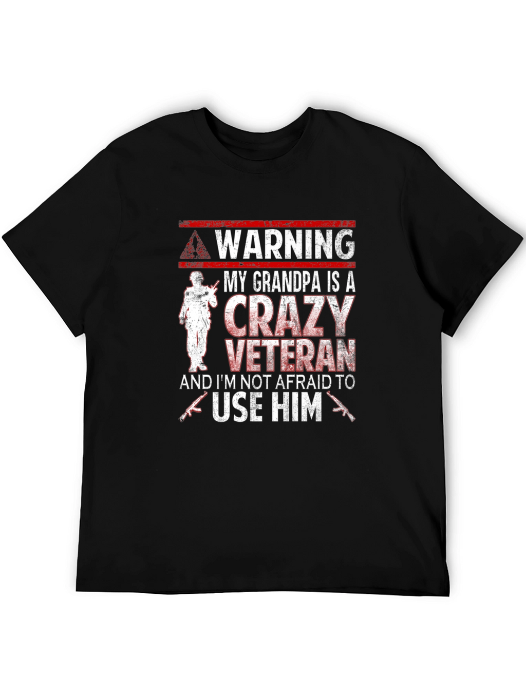 Warning Crazy Veteran Grandpa T-Shirt
