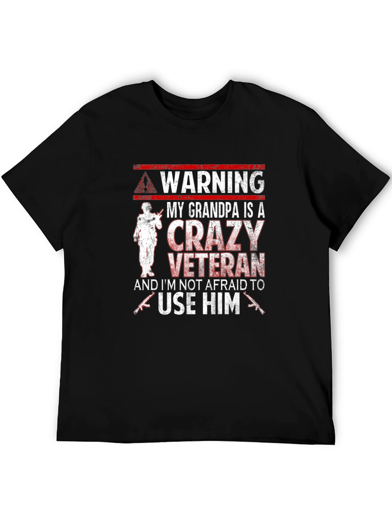 Warning Crazy Veteran Grandpa T-Shirt