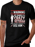 Warning Crazy Veteran Grandpa T-Shirt