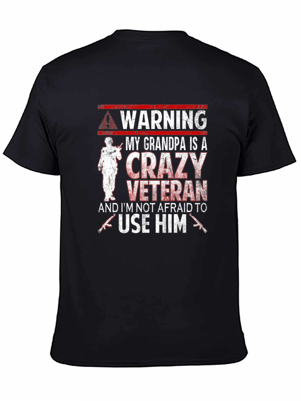 Warning Crazy Veteran Grandpa T-Shirt