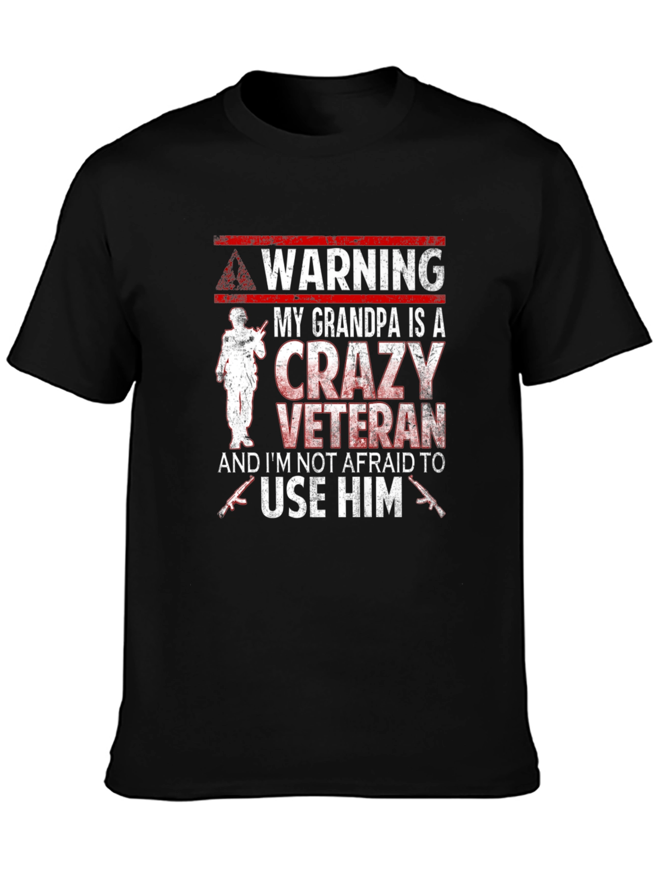 Warning Crazy Veteran Grandpa T-Shirt