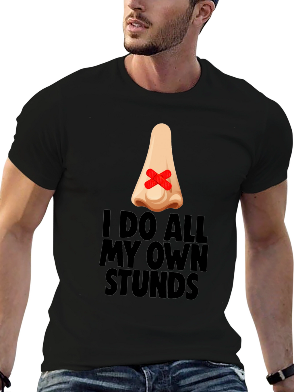 Funny I Do All My Own Stunts Black T-Shirt