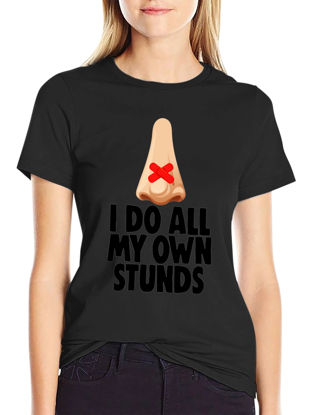 Funny I Do All My Own Stunts Black T-Shirt