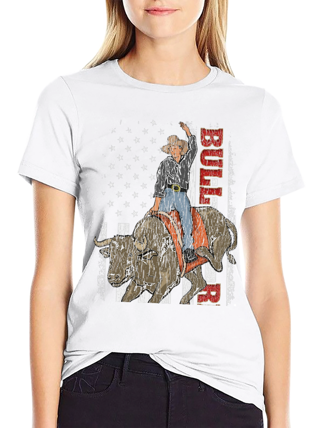 Bull Rider American Flag Graphic Tee