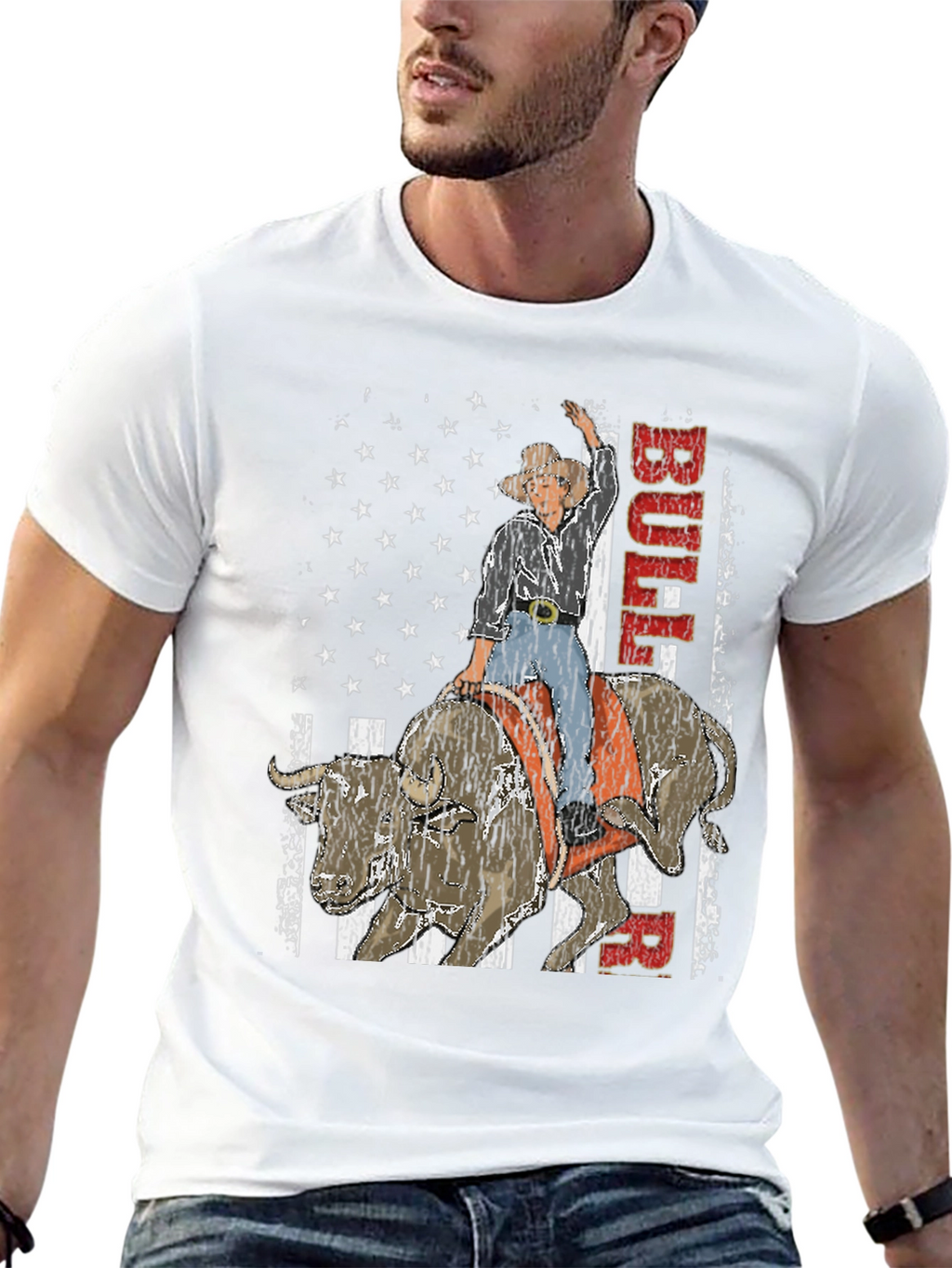 Bull Rider American Flag Graphic Tee