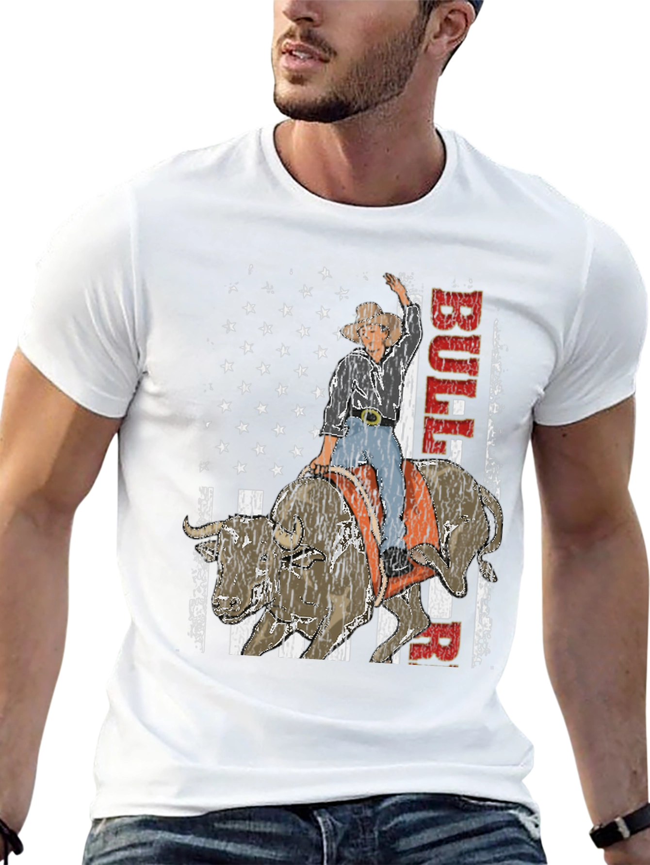 Bull Rider American Flag Graphic Tee