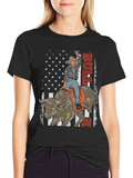Bull Rider American Flag Graphic Tee
