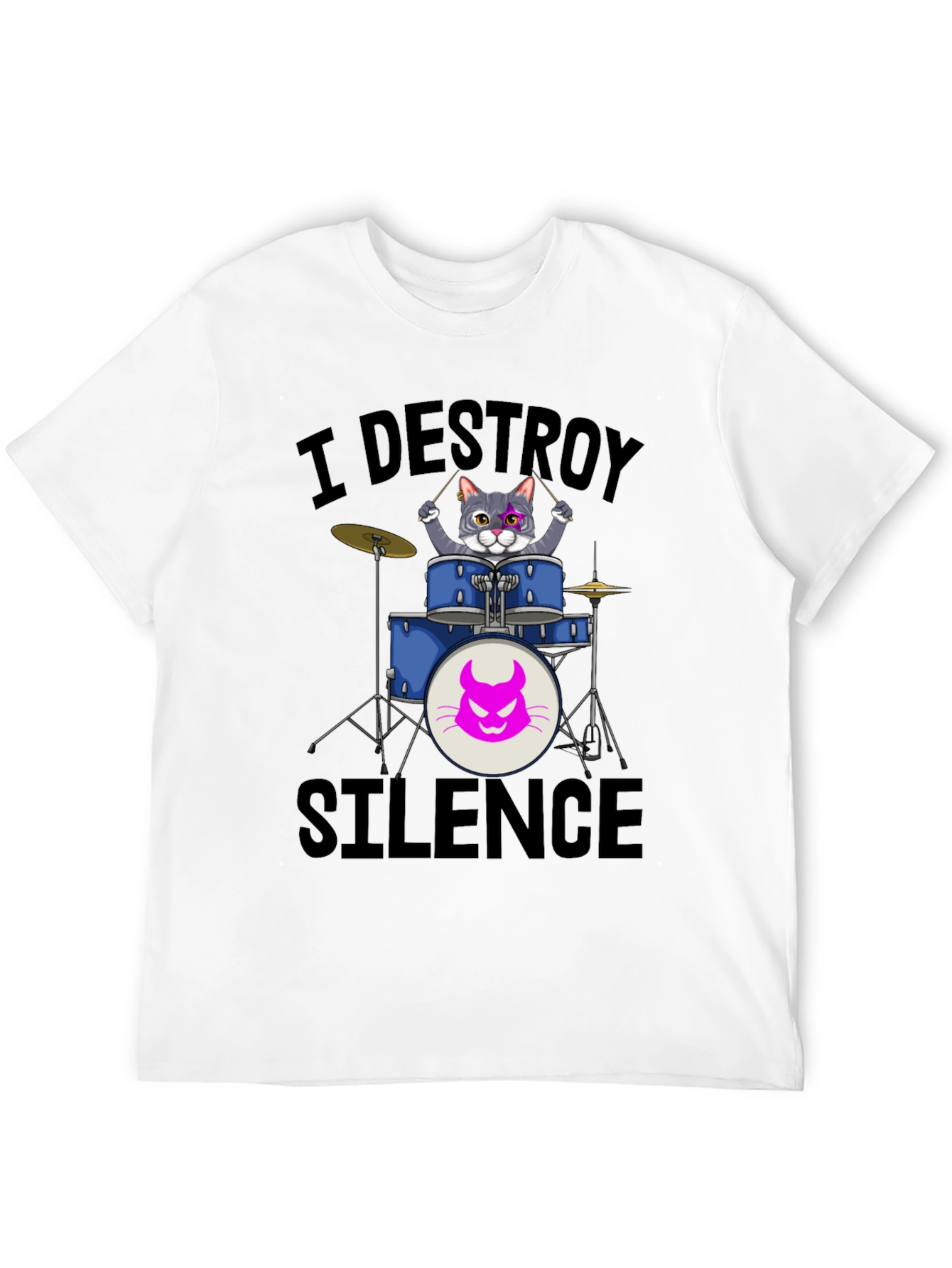 I Destroy Silence Cat Drummer T-Shirt