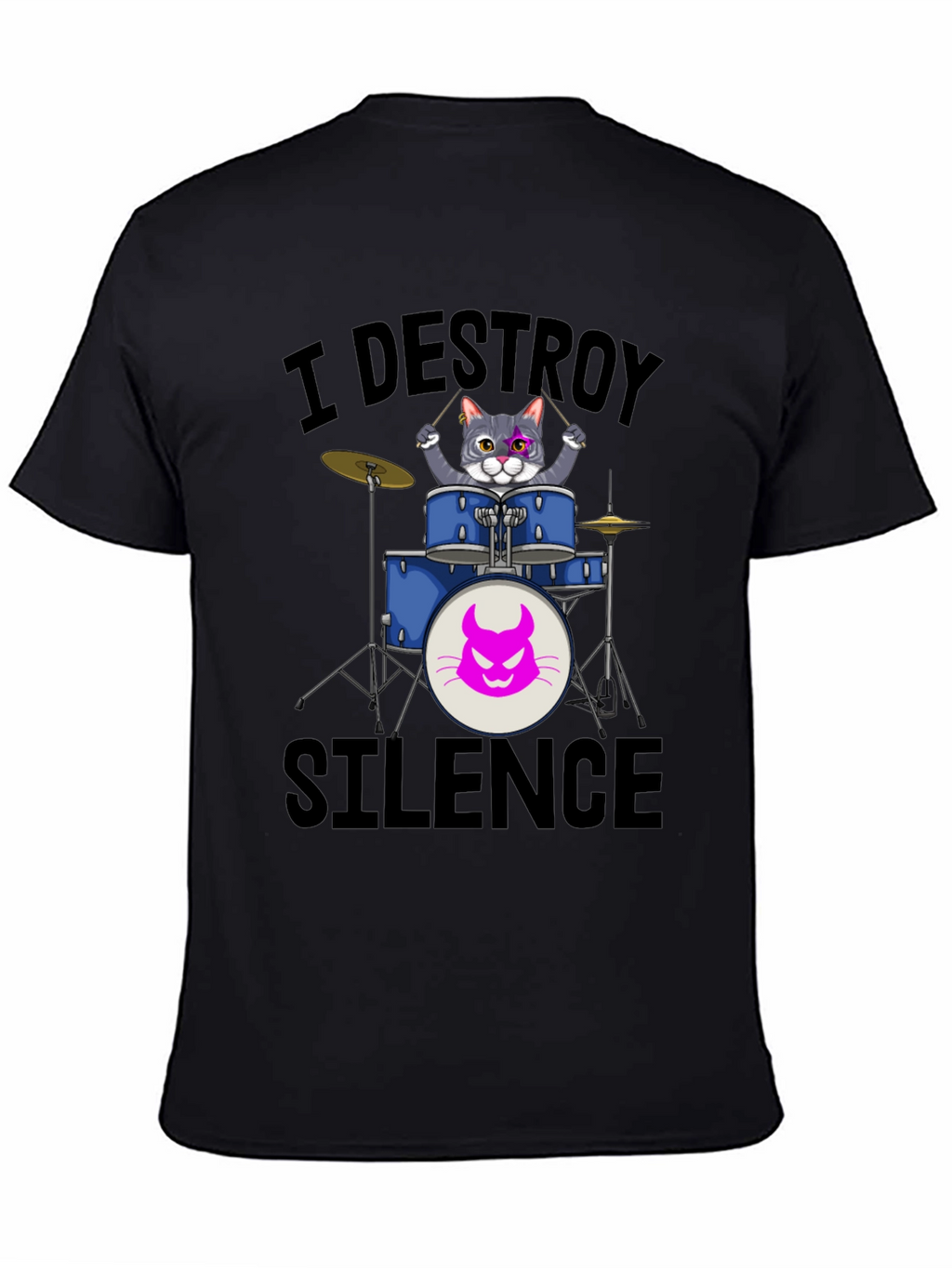 I Destroy Silence Cat Drummer T-Shirt