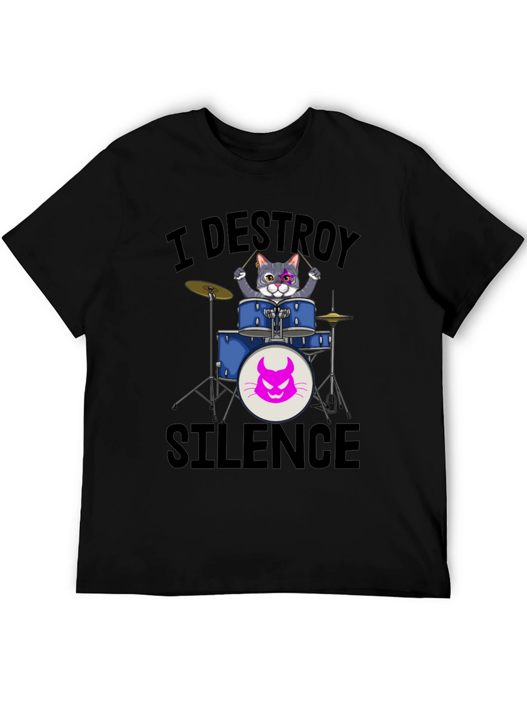 I Destroy Silence Cat Drummer T-Shirt