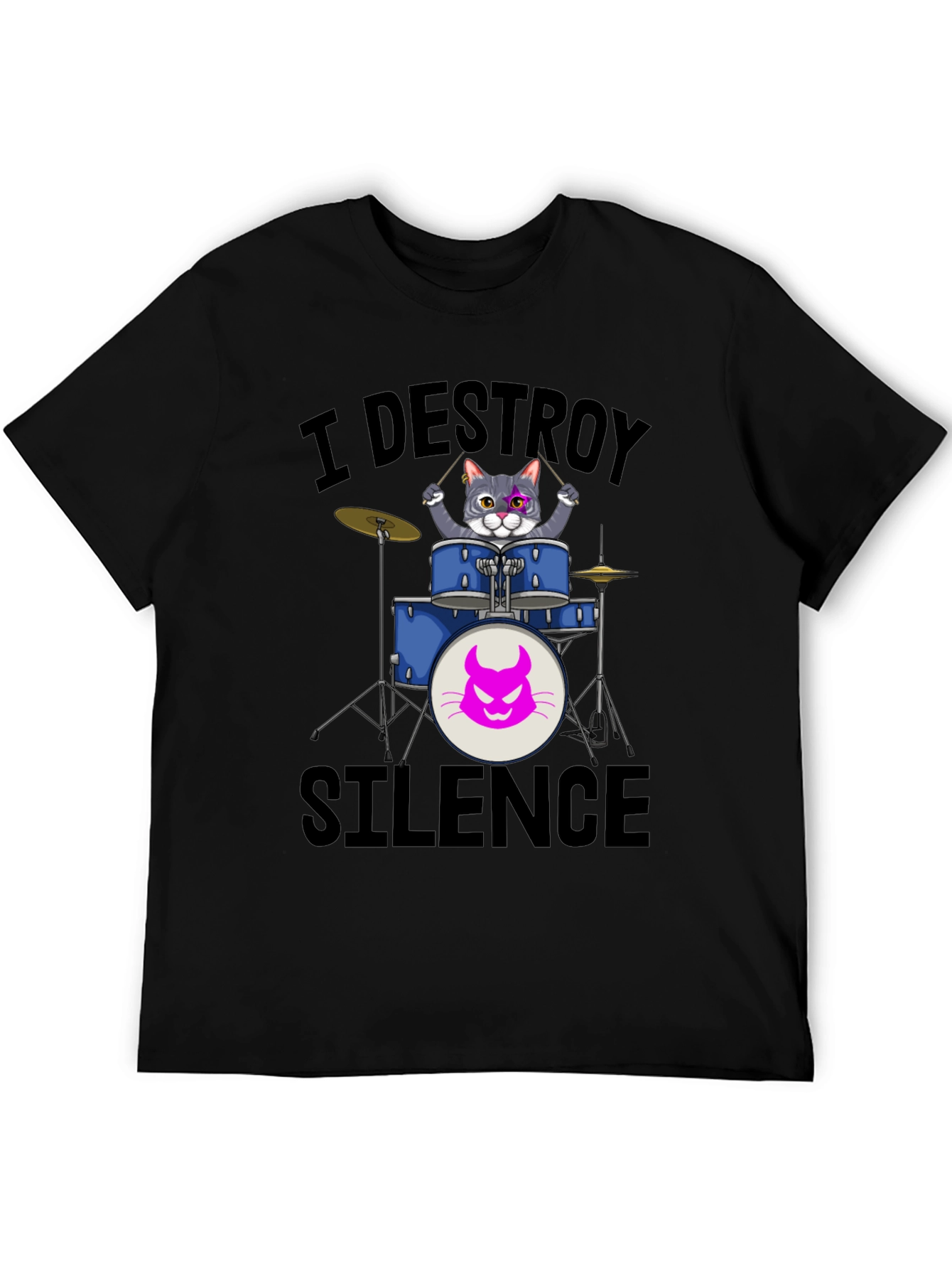I Destroy Silence Cat Drummer T-Shirt